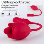 3-in-1 Rose Vibrator with Thrusting, Licking & G-Spot Stimulation for Women & Couples