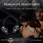 Adjustable Black Clover Nipple Clamps with Chain, Textured Rubber Tips, 2-Piece Set