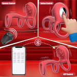 Vibrating Cock Ring with Rose Clitoral & G-Spot Stimulator, 9 Vibration Modes