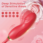 4-in-1 Rose G-Spot Vibrator for Women, 10 Tongue Licking & Finger Vibrations