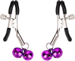 Adjustable Stainless Steel Nipple Clamps with Bells – Non-Piercing BDSM Play