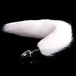 Ooiixx Sexy Fox Tail Cosplay Anal Plug Anal Butt Plug Adult Sex Toys for Women Men Couple Stainless Steel Anal Plug (White)