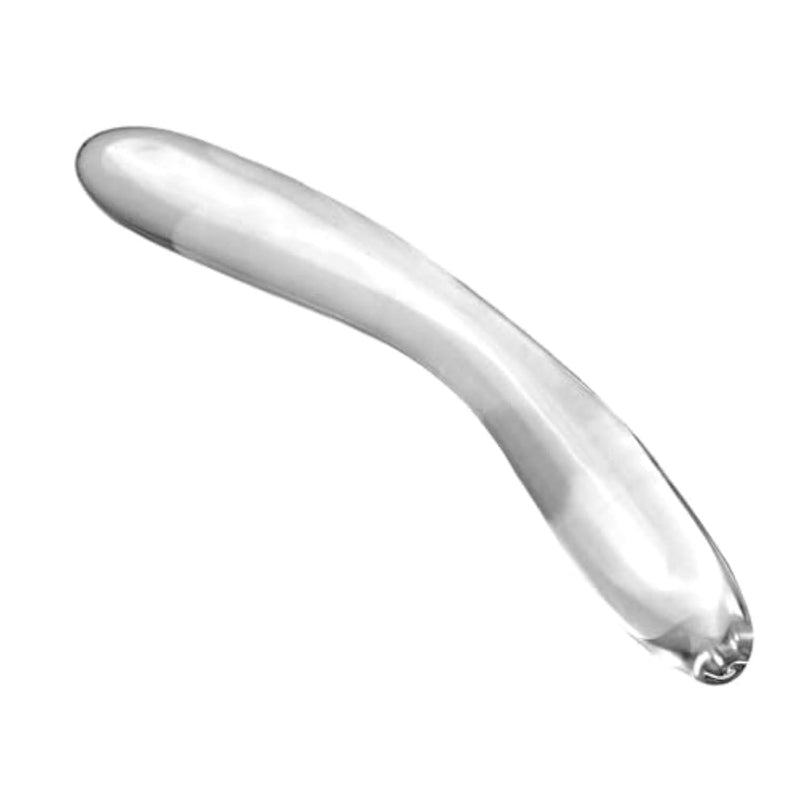 Crystal Glass Crescent-Shaped Anal Plug - G Spot Double Ended Glass Dildo - Prostate Massage Pleasure Wand Masturbation - Sex Slave Abuse Sex Toys for Women Men Couples Lover (S)