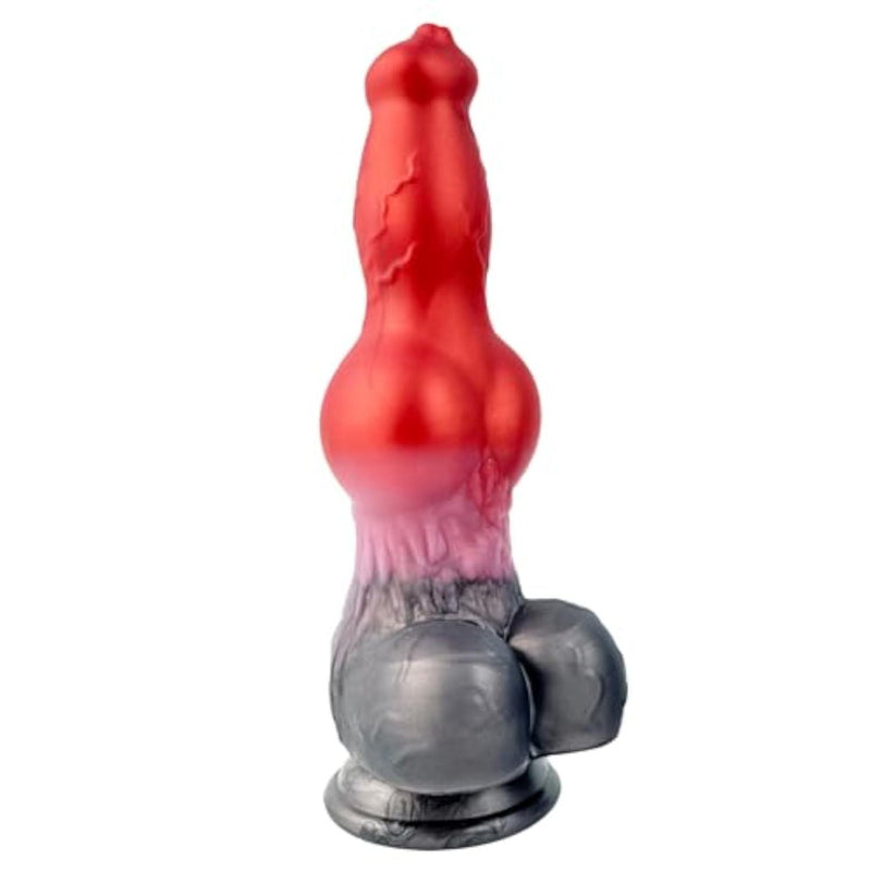 9.84" Dog Knot Dildo - Realistic Silicone Animal Dildo with Strong Suction Cup - Soft Fantasy Dildos for G Spot Vagina Anal Play - Dog Penis Anal Plugs Adult Sex Toy for Men Women?Red+Gray?