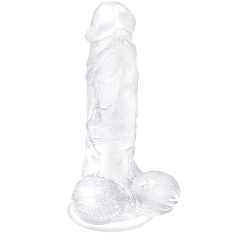 Realistic G Spot Dildo Sex Toys - 7.3'' Body-Safe Silicone Flexible Clear Dildo Adult Toys with Strong Suction Cup,Realistic Balls,Waterproof Small Anal Dildos for Women Men Beginners Couples