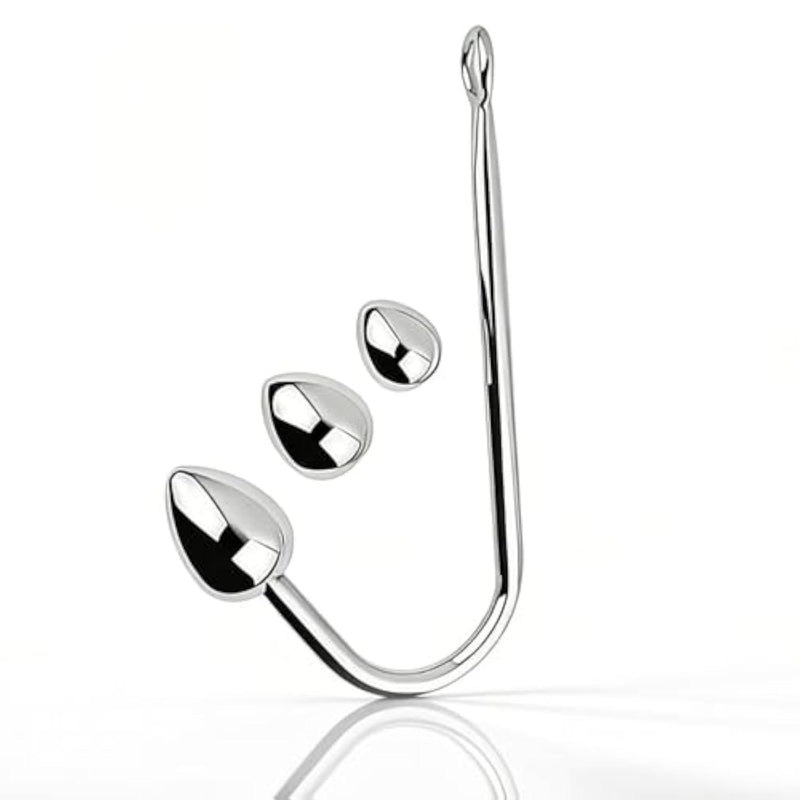 Metal Anal Hook Stainless Steel Prostate Hook with 3 Interchangeable Plug