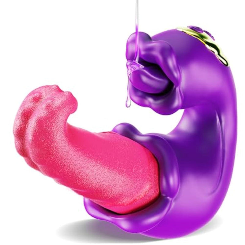 Female Tongue Kiss Vibrator, Adult Sex Toy, Female Licking and Sucking Toy, Clitoral Stimulator, Couple Toy, Silent Design, 10 Licking and Sucking&10 Suction and Insertion Dual Modes