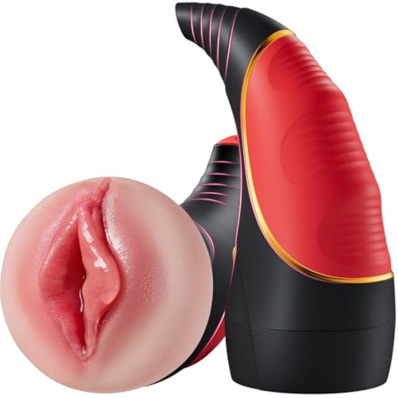 Male Masturbator Pocket Pussy for Men - Horn-Shaped Realistic Vagina Stroker with 10 Thrusting Modes Blowjob Sex Machine, IPX6 Waterproof Hands Free Penis Sleeve Male Sex Toy for Men