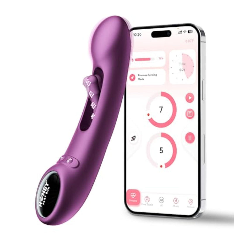 HoneyPlayBox Tempo G Spot Vibrator for Women, Adult Sex Toys, 9 Vibrating Modes & Flapping Finger App Controlled Vibrator Long Distance Adult Toys for Couples, Purple