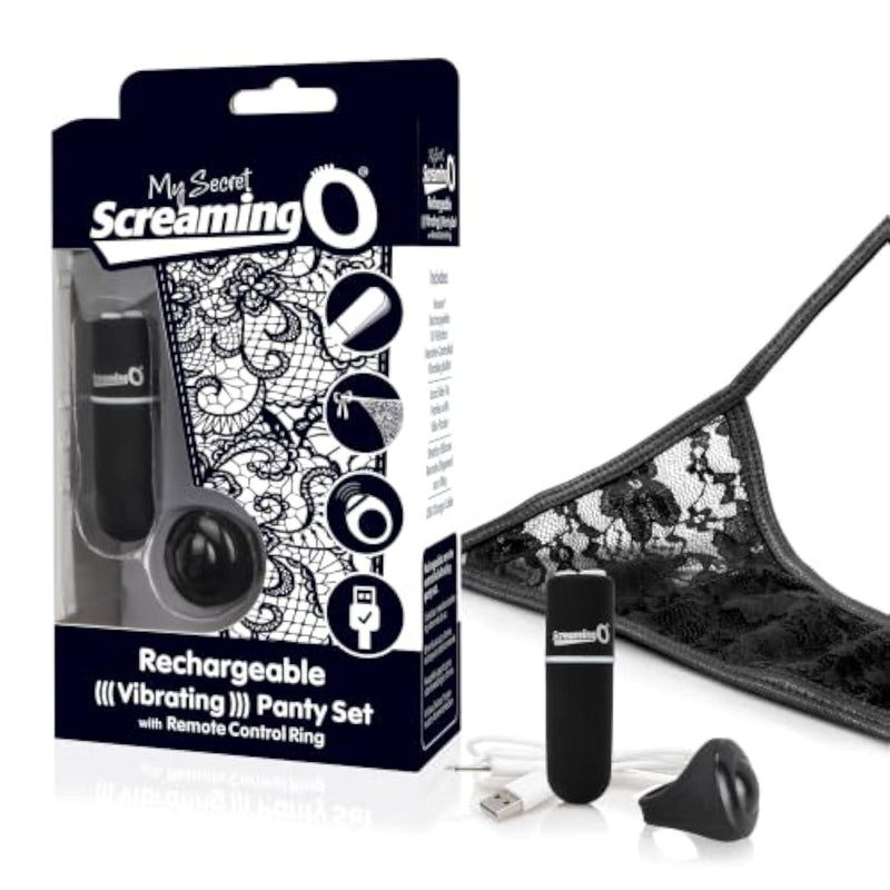 Panty Vibrator Set for Couples, Remote-Controlled Lace, Black