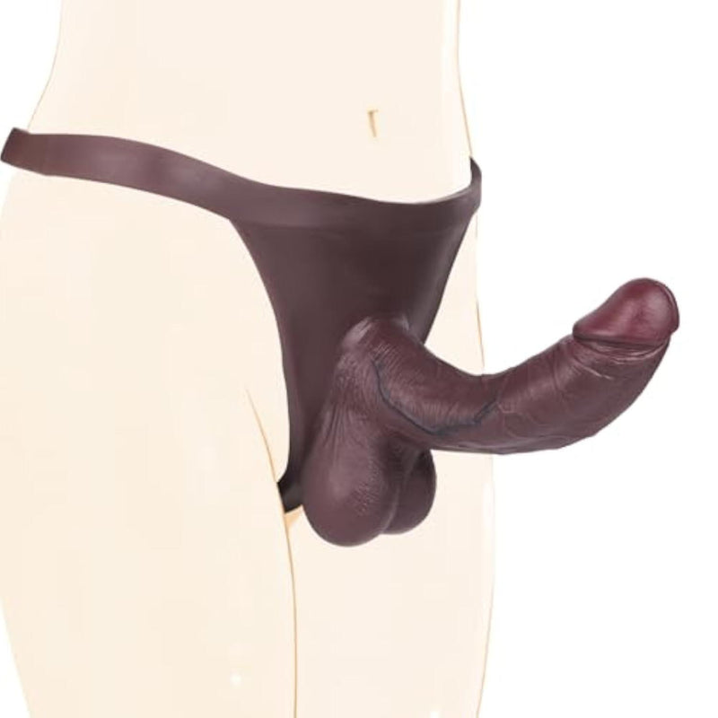 Realistic Dildo Harness Strap On Penis, Wearable Dildo Underwaer Penis Panties Penis Sleeve Silicone Strap On Harness, Adult Sex Toy for Men Women Couple Gay, Black