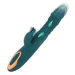 Thrusting Dildo Vibrator for Female,Clitoral Stimulator with Rabbit Teaser,3 IN1 G Spot Vibe with Thrusting Vibrating & Licking, Adult Toy for Nipple,C Spot, Vagina and Anal Sex Play (Dark Green)
