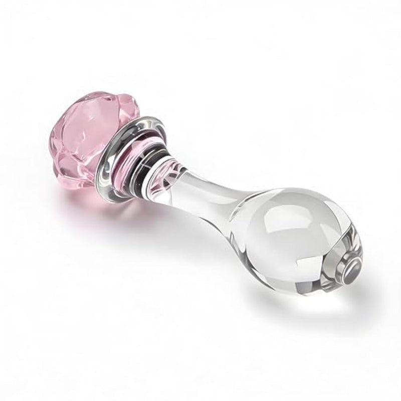 Rose Glass Anal Plug, Crystal Glass Anal Plug, Anal Trainer, Crystal Butt Plug, Fetish Anus Stimulation Sex Toys Masturbation for Men Women Gay and Couples
