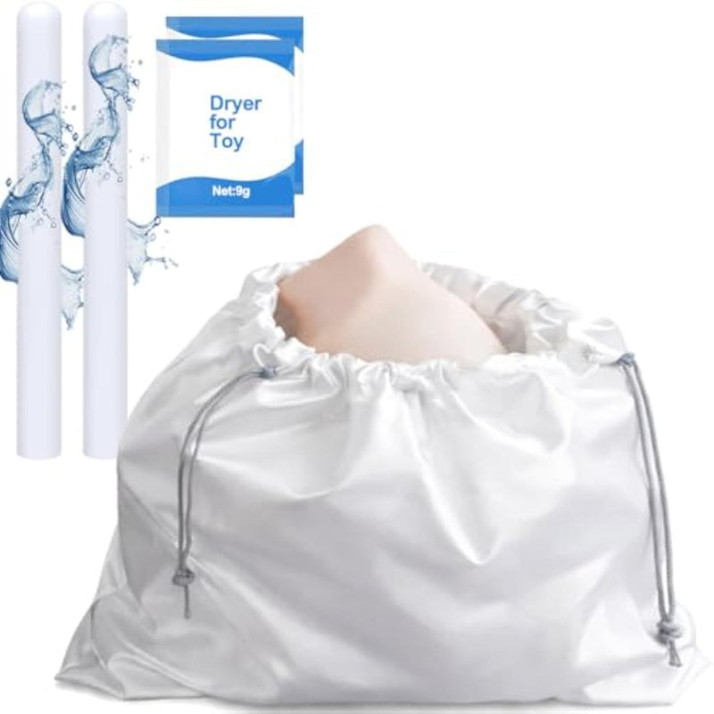 5PCS Storage Set Maintain Kit for Sex Doll Torso, Storage Bag for Male Adult Sex Toy, 2PCS Resuable Drying Rod for Vagina Anal Inside Channel, 2 Dryers for Drying Surface of TPE Silicone Material Toys