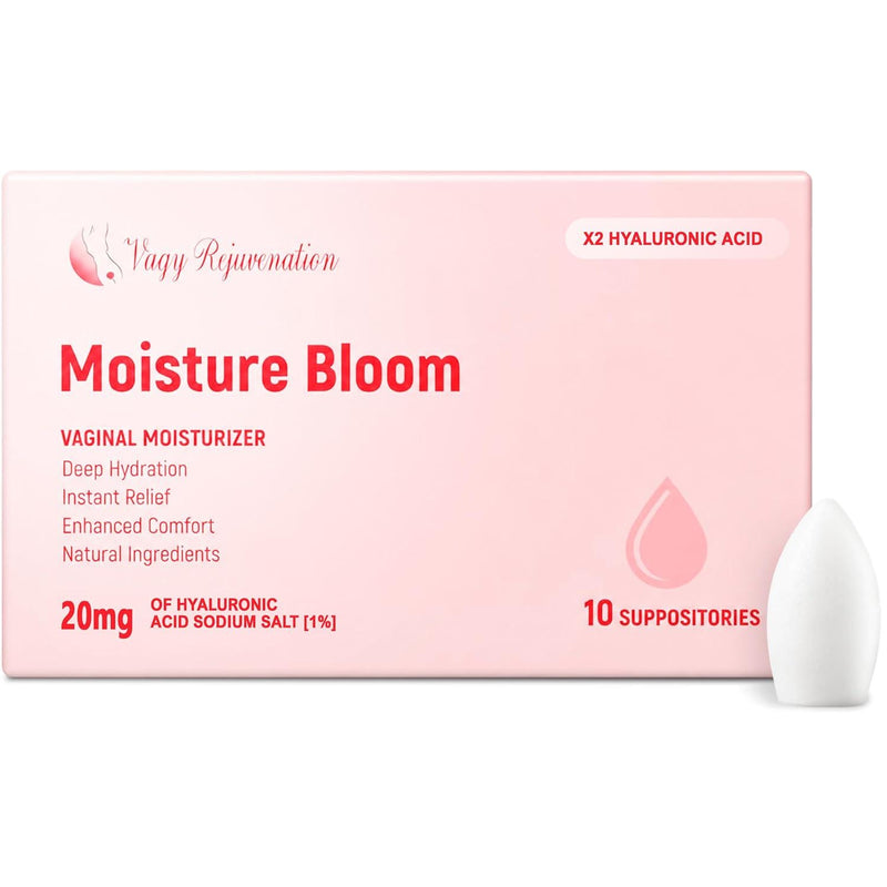 Moisture Bloom Vaginal Moisturizer with Hyaluronic Acid & Aloe Vera – Hormone-Free Hydration for Dryness – 10 Vaginal Ovules