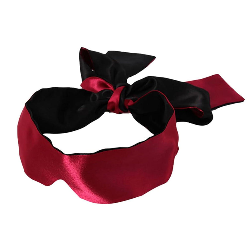 Soft Satin Eye Mask Long Adjustable Blindfold Comfortable Sleeping Mask Travel Eye Cover Lightweight Eye Blindfold Blackout Eye Cover Shade Wine Red Black