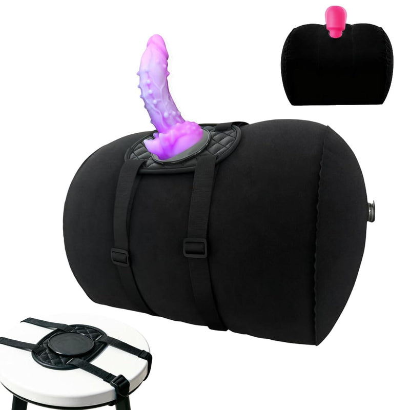 Sex Pillow with Suction Cup Dildo Mount Sex Toys Inflatable Pillow Vibrator Holder Set Universal Sex Saddle Strap on Pillow,Chair Hands-Free Play(Without Dildo)