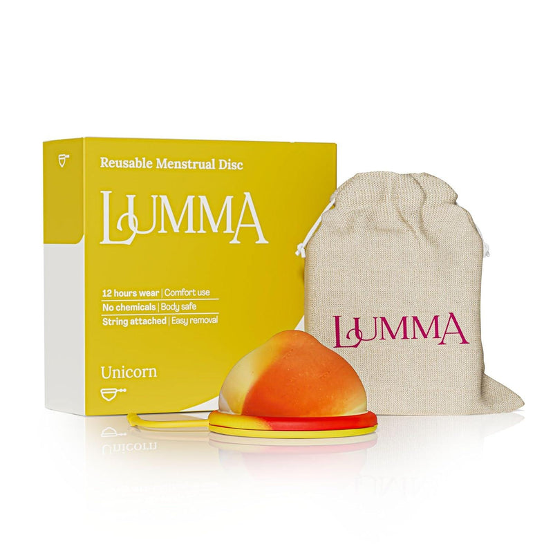 Menstrual Disc | Includes Carrying Pouch and Silicone String for Easy Removal | Comfortable & Sustainable Choice to Tampons | Reusable Medical Grade Silicone, Leak-Proof (Unicorn, High)