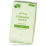 Pixie Feminine Wipes - On The Go Public Bathroom Wipes for Feminine Care - Safe On Period Cups & Menstrual Discs - Biodegradable, Flushable, pH Balanced & Unscented Menstrual Cup Wipes (20 Count)