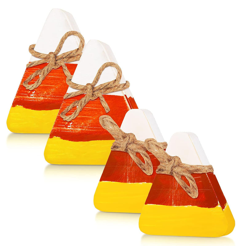 4 Pieces Halloween Wood Candy Corn Halloween Wood Table Decor For Halloween Ho
