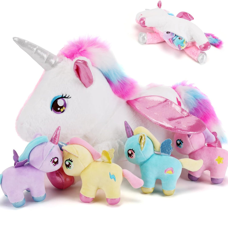 5 Pieces Unicorn Stuffed Animals 1 Mommy Stuffed Unicorn With 4 Babies Unic