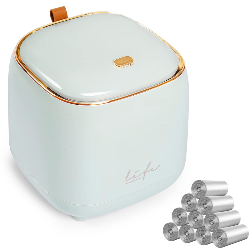 Mini Countertop Trash Can With 10 Rolls Of Trash Bags, Waste Can With Press Type