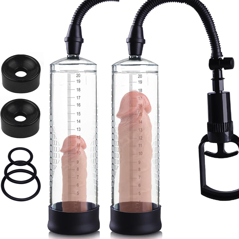 Penis Pump Extender Enlarger, Male Sex Toys Manual Penis Vacuum Pump Cock Sleeve Sexual Enhancer Adult Toys Training Device, Sex Toys For Men Couple Stronger Bigger Erection, With 3 Penis Ring