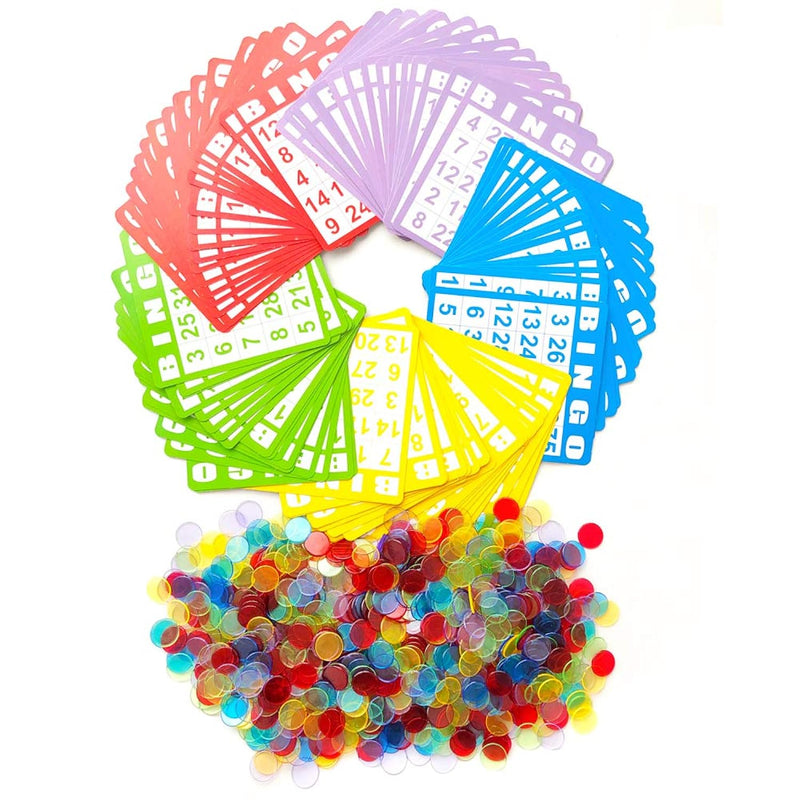 Yuanhe Bingo Cards Game Set - Includes 100 Bingo Cards and 1000 Colorful Tr