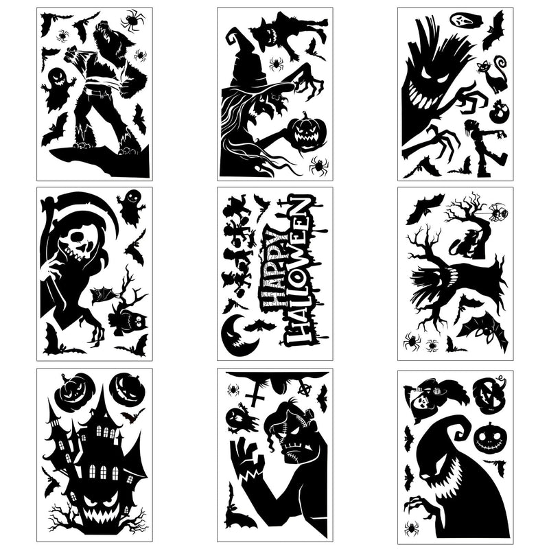 9 Sheets Halloween Window Stickers, Giant Halloween Window Clings Scary Hallow