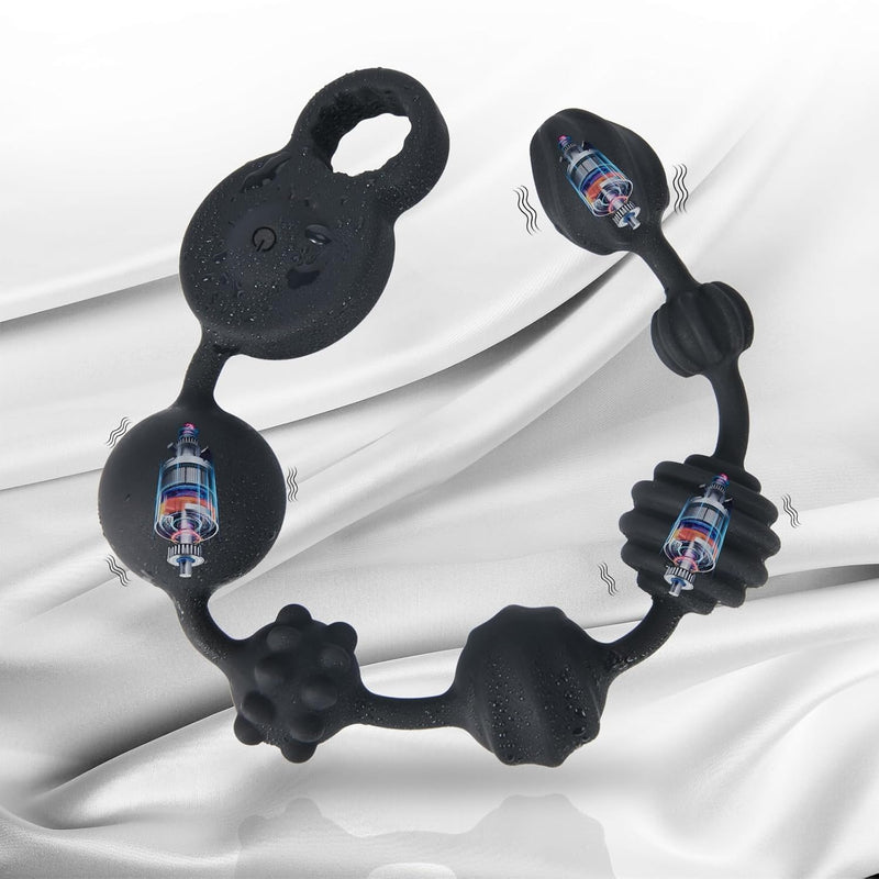 Heavy-Duty Silicone Vibrating Anal Beads Butt Plug, Vaginal Prostate Massager With 10 Vibrating Modes Graduated Design Sex Toy, Waterproof Stimulator Adult Toys For Men & Women&Couples (Pro Version)