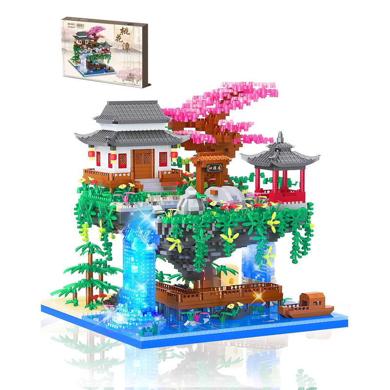 Cherry Bonsai Tree Building Set, Japanese Architecture Building Blocks Set