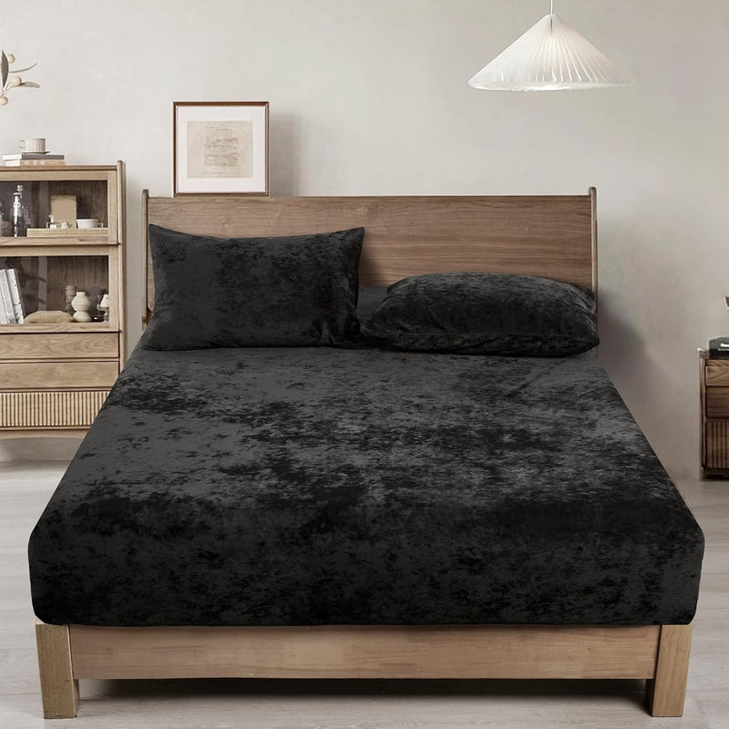 Truly Velvet Fitted Sheet Twin Size, 1 Pack Luxury Super Soft Cozy Comfy Botto