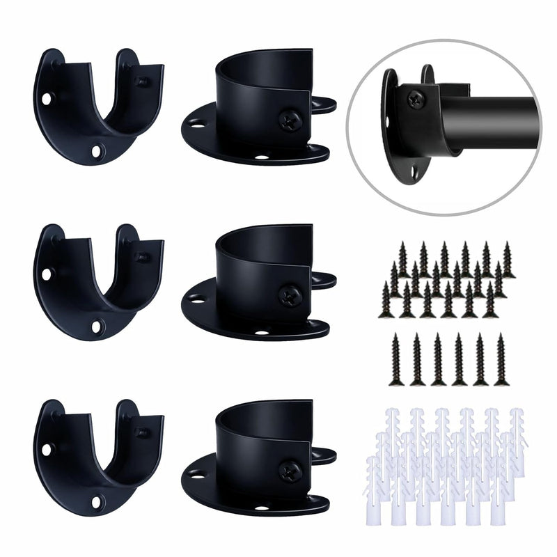 6 Packs Closet Rod Holders Stainless Steel Diameter 1 Inch Closet Pole Bracket U