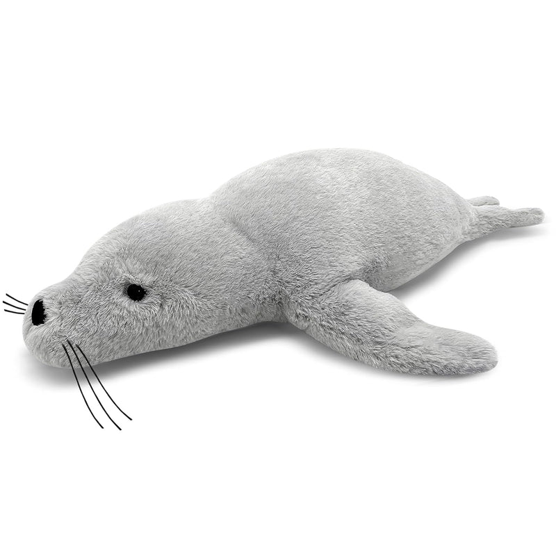 Weighted Stuffed Animals, 2 Lb, 23" Seal Plush Gift For Kids Grey Hug Seal