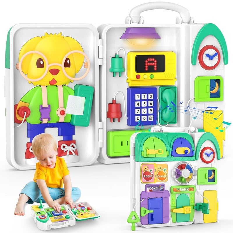 Montessori Toys For 1 2 Year Old Boy Girl, Bilingual Busy Board For Toddler