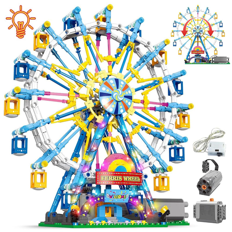 Upgrade Rotating Ferris Wheel Building Blocks Set Toys For Kids With Light