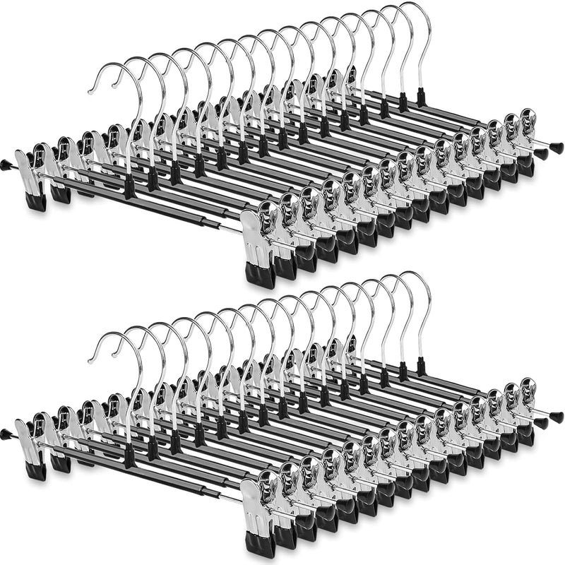 30 Pack Pants Hangers With Clips - Clothes Hanger With Adjustable Clips, Skirt H