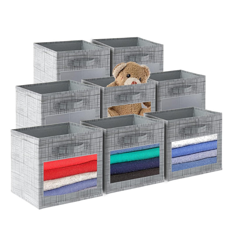 Cube Storage Bins With Clear Window, Foldable Fabric Baskets Boxes For Shelf Clo
