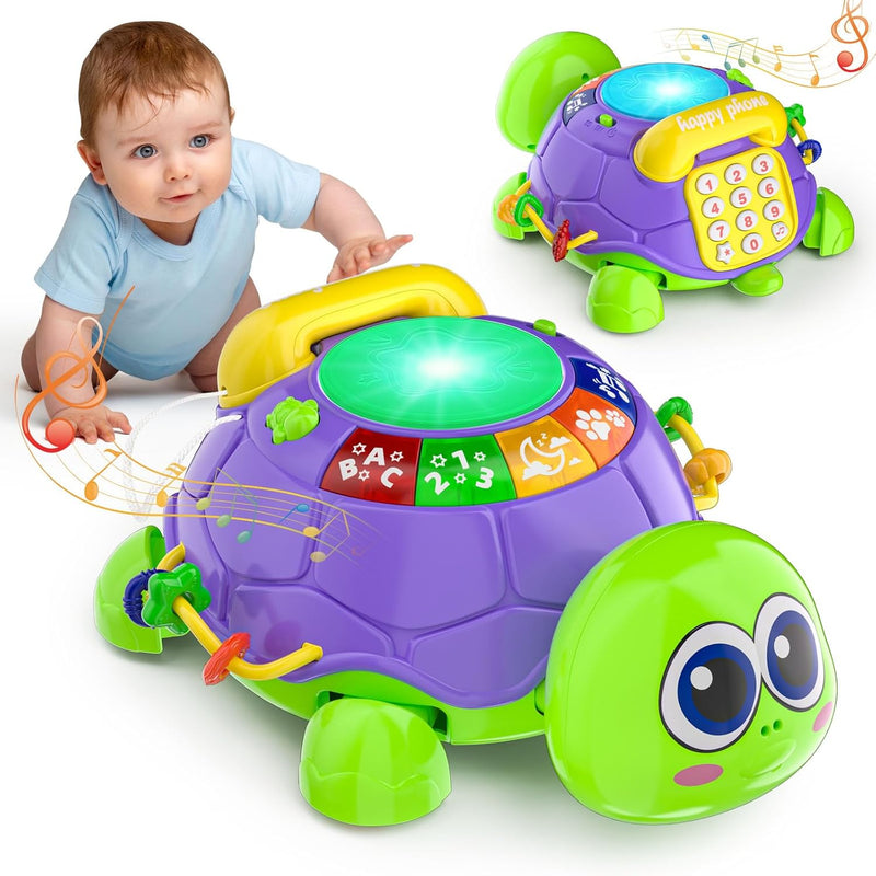 Baby Toys 6 12 Months, Infant Musical Turtle Crawling Tummy Time Developmen