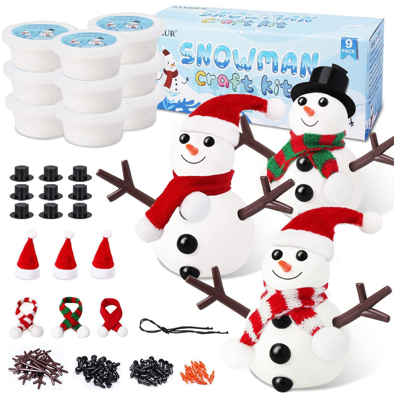 9 Pack Christmas Snowman Building Kit for Kids, Stocking Stuffers and Party Favors