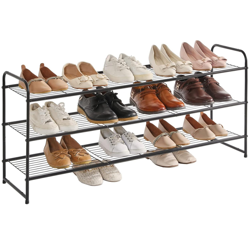 Freestanding Shoe Racks, 3 Tiers Stackable & Adjustable Shoe Storage Shelf, Extr