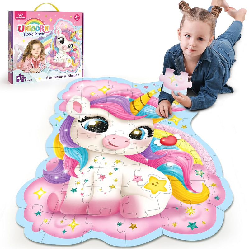 45 Piece Unicorn Floor Puzzle, Large Special Shapes Puzzles For Kids Ages 3