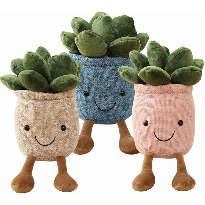3Pcs Plant Plush Toy Set: Succulent Pillow, Cute Cactus Plushies, Stuffed Pott