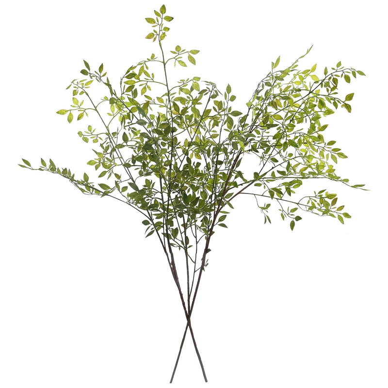 Artificial Plants,2Pcs 43" Green Nandina Faux Branches For Vase,Artificial Pla