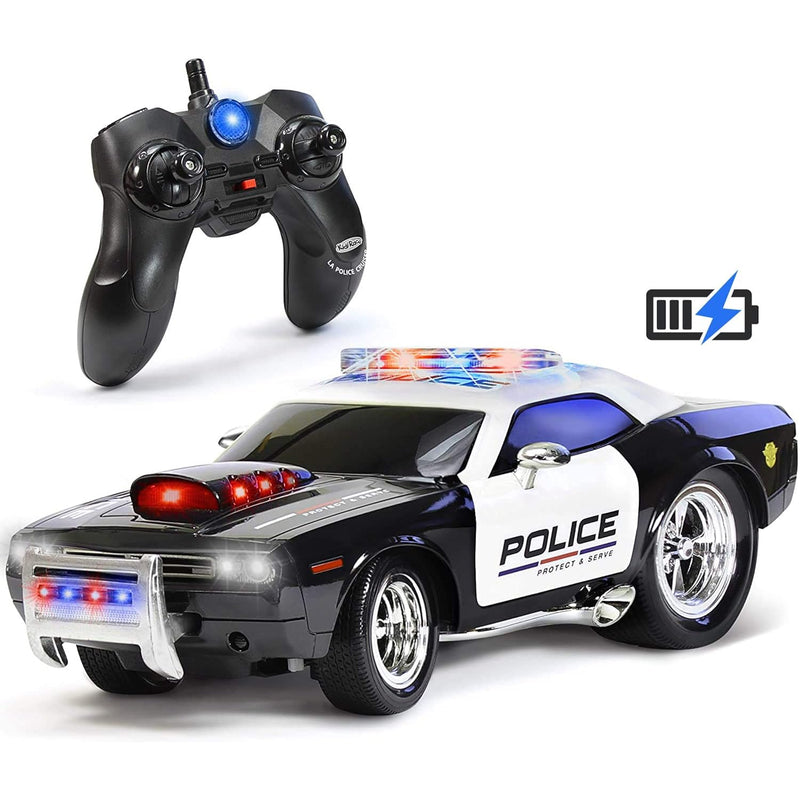 Rechargeable Police Car Remote Control Toy For Kids, Hobby Rc Cars Toys With L