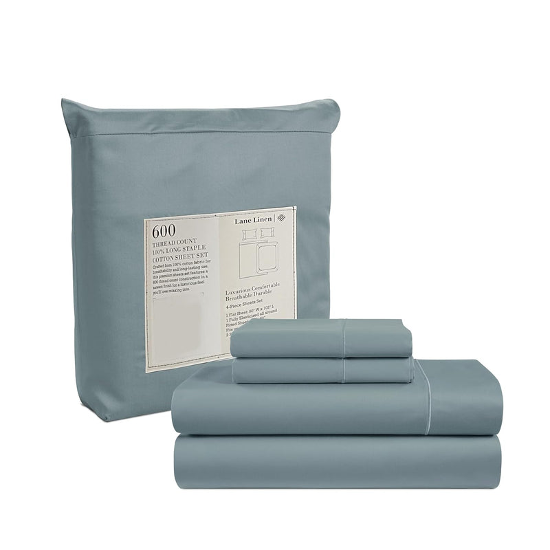 100% Cotton King Size Sheets Set - 4 Pieces - 600 Tc Combed Cotton King Bed Sh