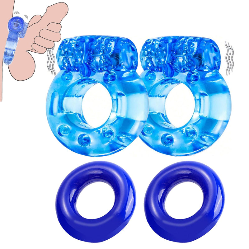 Cock Ring Adjustable Penis Ring Soft Stretchy Male Cock Sexual Stimulation Device With 2 Pcs Cockrings For Erection Enhancing Long Lasting Stronger Adult Sex Toys (Navy)