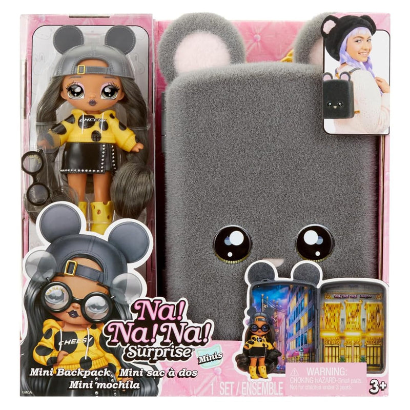 Mini Backpack Series 2 Marisa Mouse Fashion Doll, Fuzzy Gray Mouse Backpack