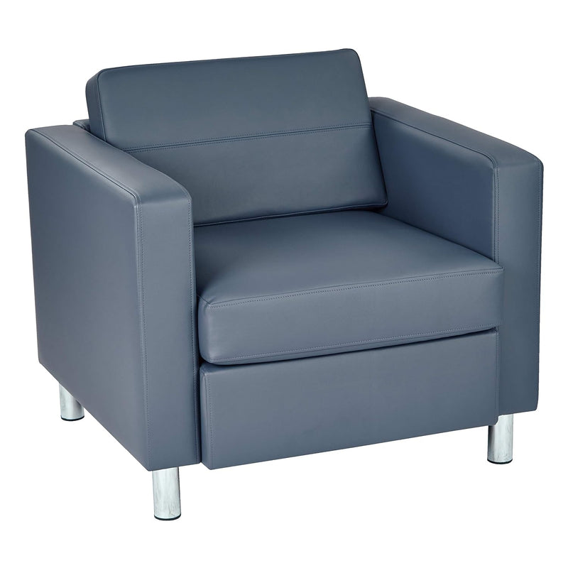 Pacific Armchair With Padded Box Spring Seats And Silver Finish Legs, Dillon B
