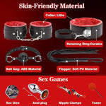 12-Piece BDSM Bondage Kit – Restraints, Anal Plug & Adult Toys for Couples (Red)